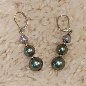 ~Vintage ~ Tahitian Pearl Drop Earrings set in SS #holidayfinds